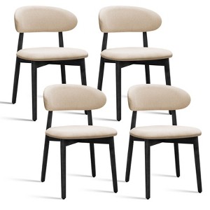 Sapphtopaz Modern Dining Chairs with Curved Back Cotton-Linen Upholstered Kitchen Chair with Wood Legs Armless Chair for Dining Room - 1 of 4
