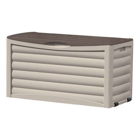 Suncast DB8300 83 Gallon Outdoor Resin Storage Chest Deck Box with Handles, Wheels, and Lid for Patio, Garden, or Pool for All Weather, Mocha/Taupe - image 1 of 4