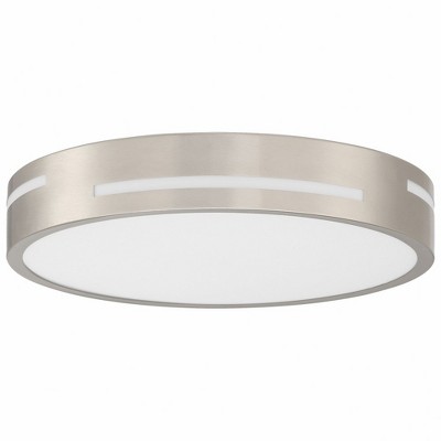 Brushed Steel Drum LED Flush Mount Light