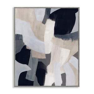 Stupell Industries Collage of Neutral Tone Abstract Shapes Blue Beige Framed Giclee Art - 1 of 4