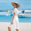 Women's White Deep V-neck Short Sleeve Cover Up Dress - Cupshe - 2 of 4