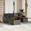 vidaXL 6 Piece Patio Sofa Set with Cushions Gray Poly Rattan - without storage - 2 of 4