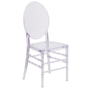 Emma and Oliver Crystal Ice Stacking Chair with Elongated Oval Back - 1 of 4