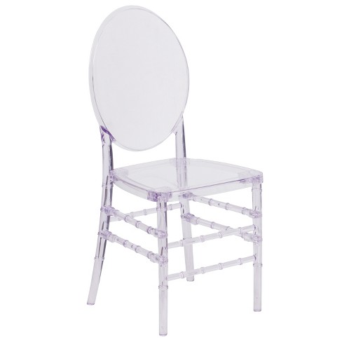 Emma and Oliver Crystal Ice Stacking Chair with Elongated Oval Back