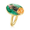 Ross-Simons Multi-Gemstone Halloween Cat and Pumpkin Mosaic Ring in 18kt Gold Over Sterling - 3 of 4