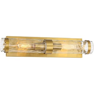 Possini Euro Design Noma Modern Wall Light Bar Gold Hardwire 21 3/4" 2-Light Fixture Clear Hammered Glass for Bathroom Living Room - 1 of 4