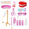 Toddlers Dentist Role Play Set Doctor Kit with Carry Case for School Classroom, Doctor Roleplay Costume Dress-Up Pink - 4 of 4
