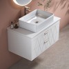 KWPZQEB 31.5" Bathroom Vanity with Ceramic Vessel Sink, Wall Mounted Bathroom Vanity with 2 Large Drawers, Free Standing Single Basin Vanity, White - 4 of 4