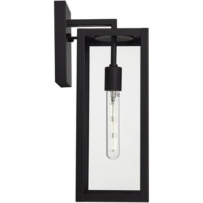 Mystic Black Metal Outdoor Wall Light with Clear Glass Panels