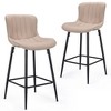 Okak Set of 2 Faux Leather Counter Height Bar Stools for Dining Rooms,Armless Chairs Counter Bar Stools with Black Metal Legs - 2 of 4