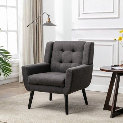 Grungis Accent Chair with Black Legs,Modern Upholstered Armchair with Wood Frame ,Accent Chair for Living Room,Bedroom,Office