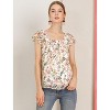 INSPIRE CHIC Women's Chiffon Ruffle Sleeve Square Neck Floral Print Blouse - 3 of 4
