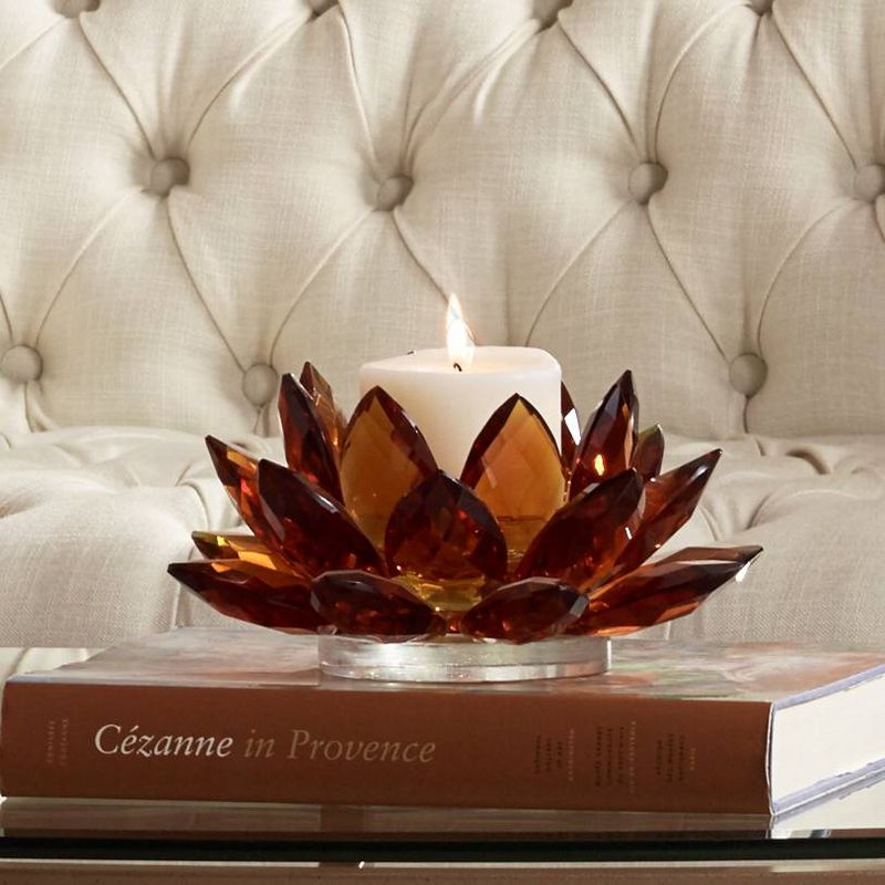 Dahlia Studios Amber Glass 9 1/4" Wide Crystal Lotus Candle Holder, 2 of 5
