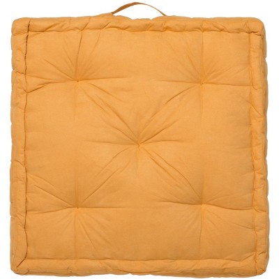 Gardenia Ginger Velvet Square Floor Pillow with Handle