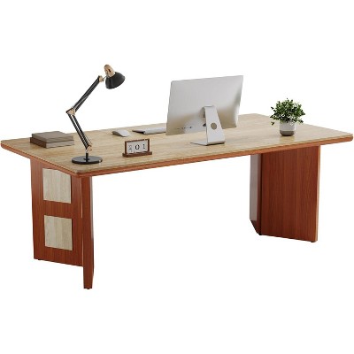 Tribesigns 70.87" Large Executive Desk, Modern Unique Wooden Office Computer Desk