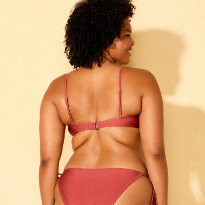Shade & Shore Women's High Shine Ring Hardware Bandeau Bikini Top - Shade & Shore™ Red M — фото 5
