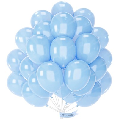PartyWoo Balloons Light Blue Pearl Baby Pastel Aqua 12 Inch 50 pcs