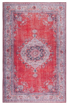 Elegant Red and Beige 9' x 12' Synthetic Persian Medallion Rug