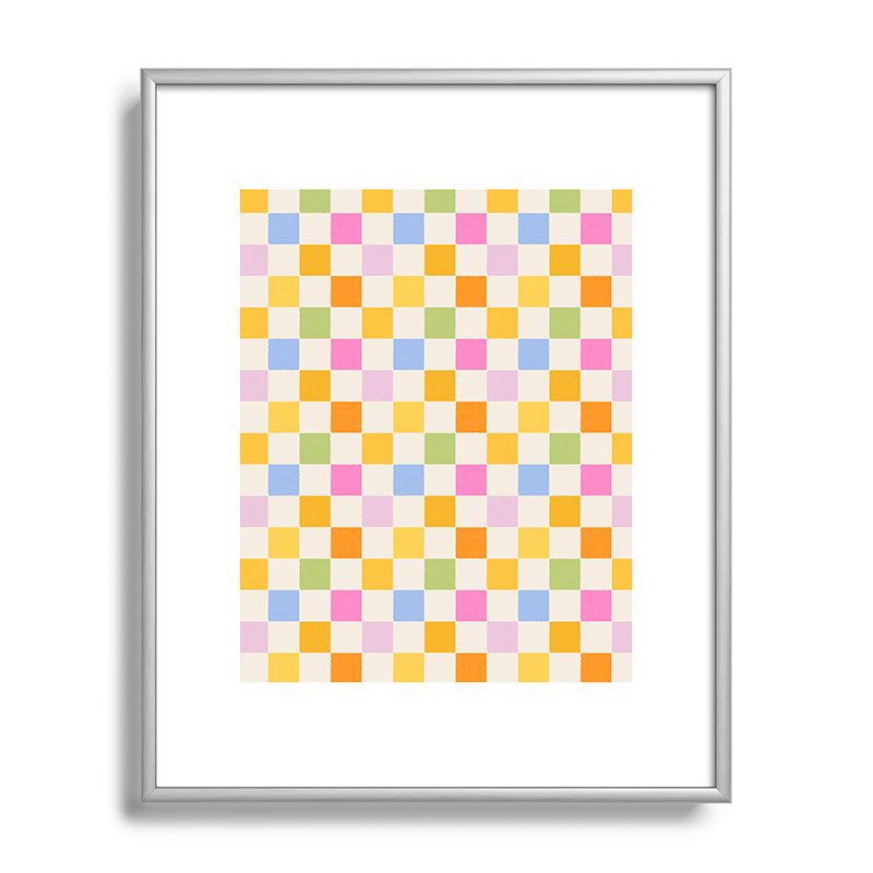 Iveta Abolina Eclectic Checker Check Cream Metal Framed Art Print - Deny Designs, 1 of 5