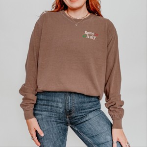 Simply Sage Market Embroidered Rome Italy Stars Garment Dyed Long Sleeve - 1 of 4