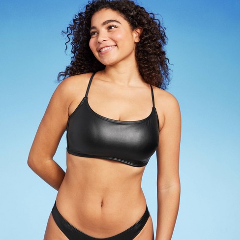 Women's Faux Leather Bralette Bikini Top - Wild Fable™ Black D/dd Cup :  Target