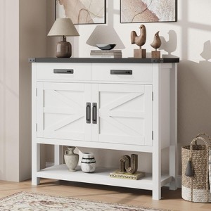 Farmhouse Entryway Table With 2-Door Cabinet & 2 Drawers, Wood Console Table With Storage, Coffee Bar Cabinet, Buffet Sideboard for Home - 1 of 4