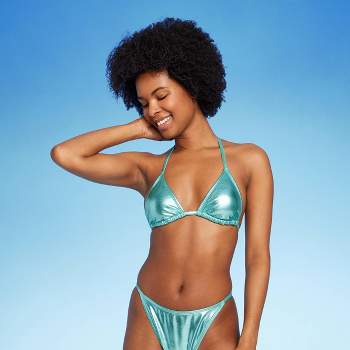 Women's Foil Triangle Bikini Top - Wild Fable™ Teal Green : Target