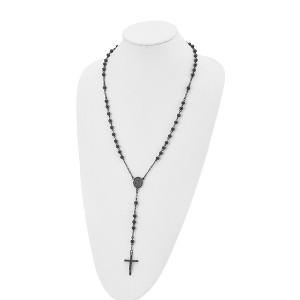Chisel Stainless Steel Polished Black IP-plated Beaded 30" Rosary Necklace - 1 of 3