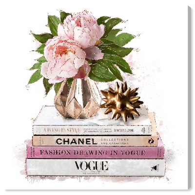 Chanel and Roses - AtelierConsolo Canvas Art Print ( Fashion > Fashion Accessories > Bags & Purses art) - 12x12 in