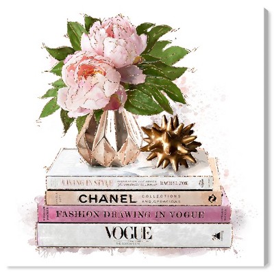 12" x 12" Doll Memories - Flowers n Fashion II Fashion and Glam Unframed Canvas Wall Art in Pink - Oliver Gal