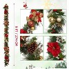 TackView 9 Ft Prelit Christmas Garland for Mantle, Xmas Garland with Lights, Ball Ornaments Pine Cones for Fireplace Front Door Stairs Railing - 3 of 4