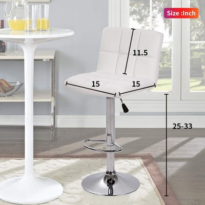 White Adjustable Swivel Bar Stools with Chrome Base, Set of 2