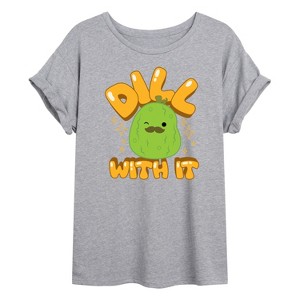 Women's - Squishmallows - Dill With It Charles Pickle Oversized Graphic T-Shirt - 1 of 4