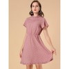 INSPIRE CHIC Women's Ruffle Neck Flutter Sleeve Heart Print Dress - 2 of 4