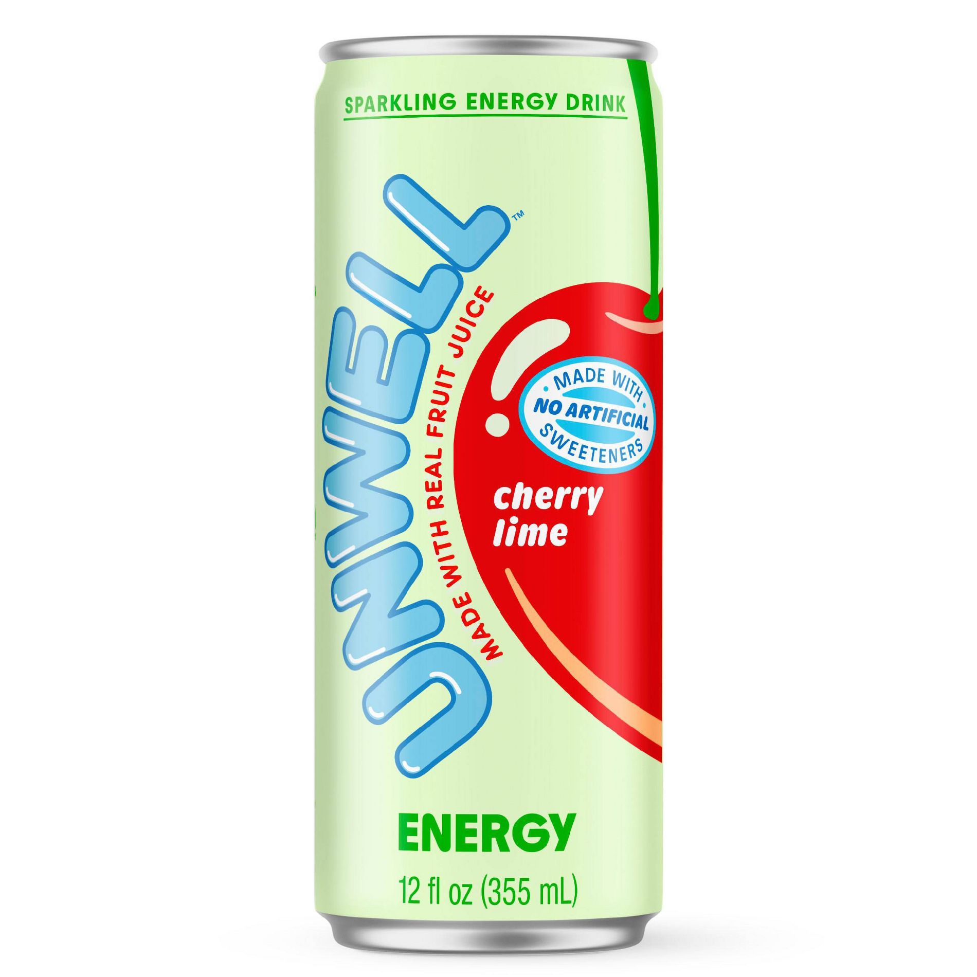 Unwell Cherry Lime Sparkling Energy Drink with Real Fruit Juice - 12 fl oz: Caffeinated