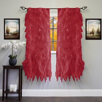 Chic Sheer Voile Vertical Ruffled Tier Window Single Panel Curtain by Sweet Home Collection®