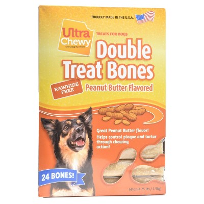 Ultra Chewy Double Bones Peanut Butter Flavor Dry Dog Treats - 4.2lb/24pk