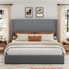 Queen/King Size Bed Frame w/ Storage Drawers, Corduroy Upholstered Platform Bed w/ Wingback and Tufted Headboard - 3 of 4
