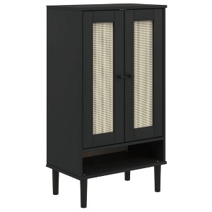 vidaXL SENJA Shoe Cabinet Accent Storage Organizer Rattan Look Solid Wood - 1 of 4