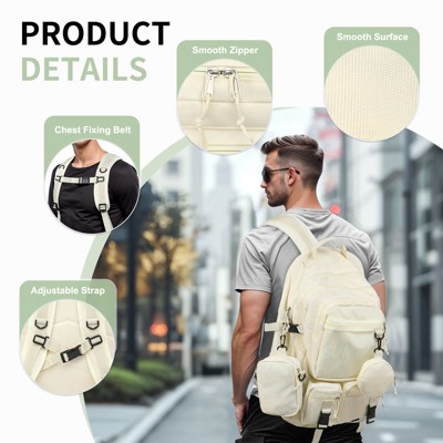 Unique Bargains Large Capacity Waterproof Fashion Style Laptop Backpack Beige — фото 6