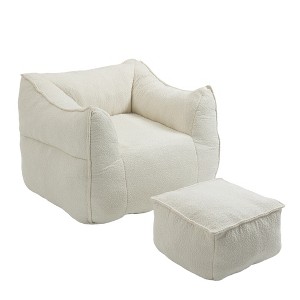 MOONMISS Chenille Foam Bean Bag Chair with Ottoman Armrests and Back Support - 1 of 4