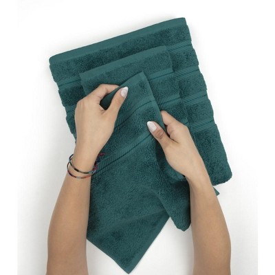 Teal Turkish Cotton Luxury Hand Towel Set, 4 Piece