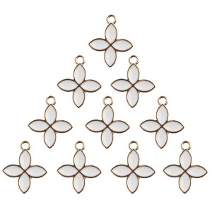 John Bead Sweet & Petite Small Simple Cute Charms Craft Embellishments Four Petals 15x18mm White 10 Pieces - 1 of 4