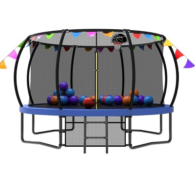 HFYee 12/14/16FT Kids Adventure Trampoline Safety Enclosure & Ladder for Outdoor Play for Ages 6-12