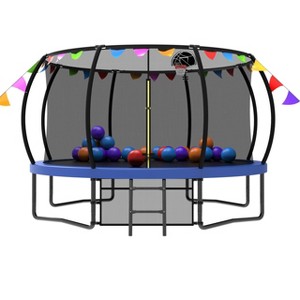 HFYee 12/14/16FT Kids Adventure Trampoline Safety Enclosure & Ladder for Outdoor Play for Ages 6-12 - 1 of 4