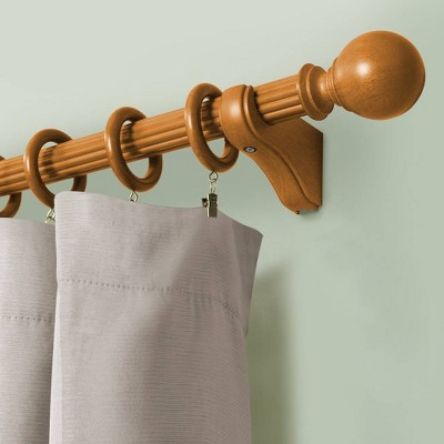 Heritage Oak 4FT Reeded Wood Curtain Rod