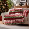 Lomsoe Christmas Flannel Blanket Throw Cozy Warm Throw Blanket with Red Green Reindeer Print Christmas Gift for Winter Couch Sofa Bed Home Decor - 2 of 4
