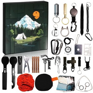 Aoibox 24 Day Survival Kit Advent Calendar 2025 24 Pcs Outdoor Emergency Tools Set for Men Teens Christmas Countdown Gift Camping Hiking - 1 of 4
