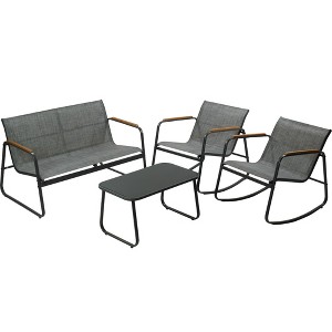 Kozyard 4 Pieces Metal Patio Conversation Set with Gray Breathable Textilence Seating Powder Coated Metal Frame  for Garden Poolside Backyard - 1 of 4