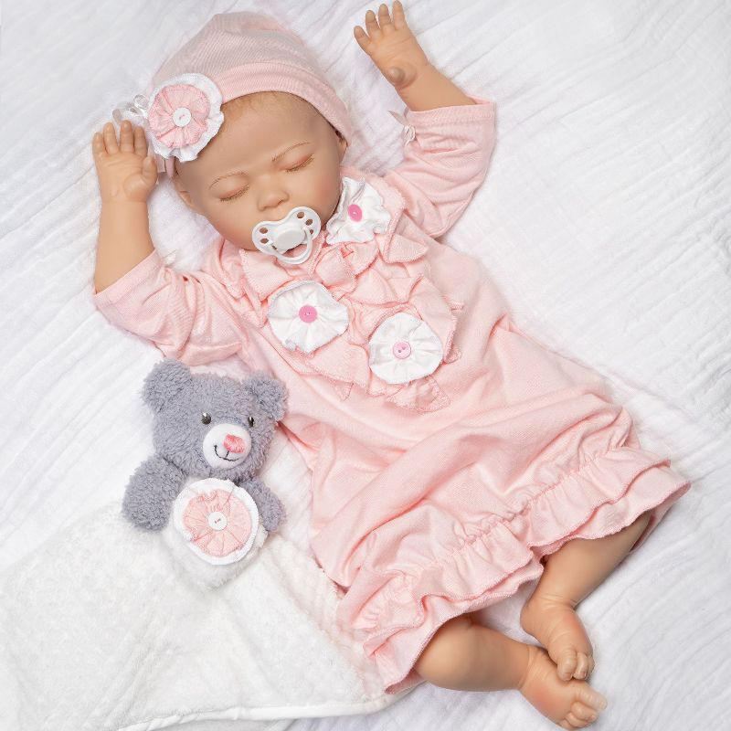 Paradise Galleries Reborn Baby Doll with Magnetic Pacifier, Buttons & Bows, 21 inch Sleeping Girl in Softtouch Vinyl & Weighted Body, 8-Piece Gift Set, 2 of 10